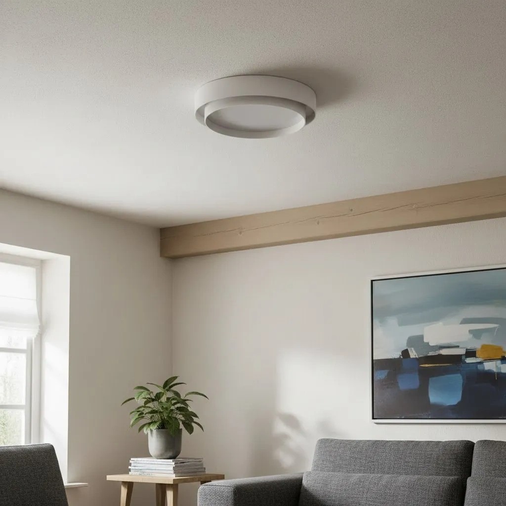 Plafondlamp in een lichte woonruimte