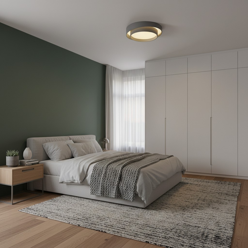 Plafondlamp in een slaapkamer