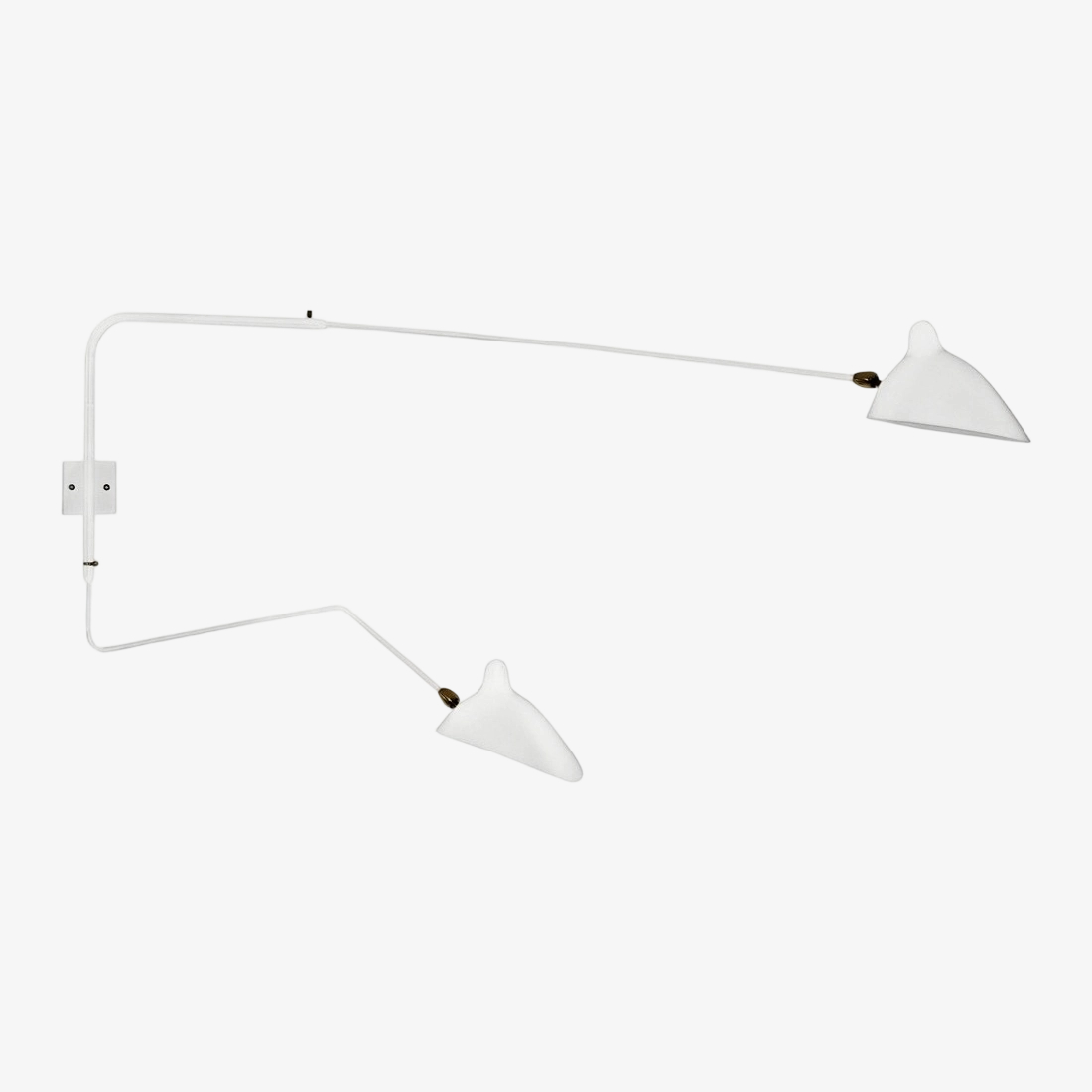 Witte wandlamp met twee lampenkappen