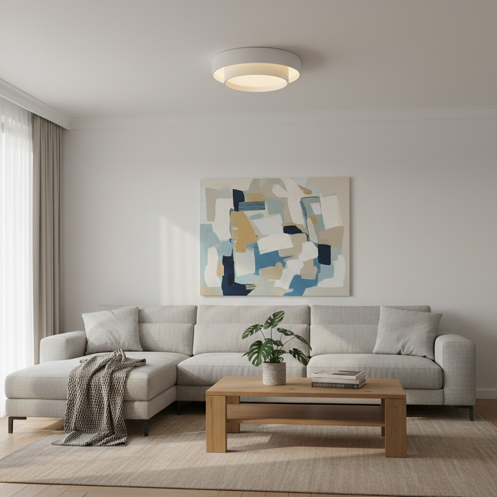 Plafondlamp boven een bank