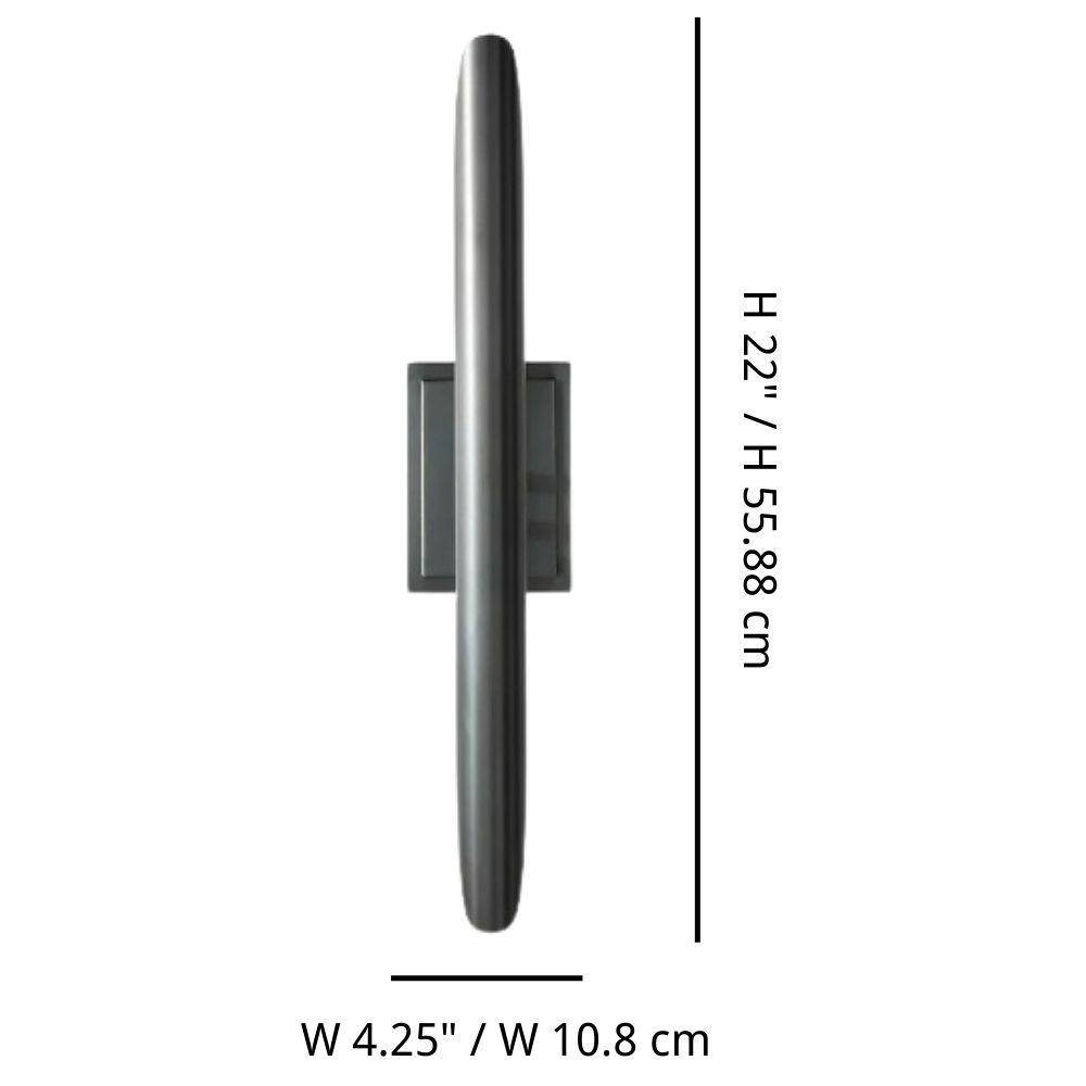 Afmetingen van de Modo wandlamp: W 4.25 inch en H 22 inch