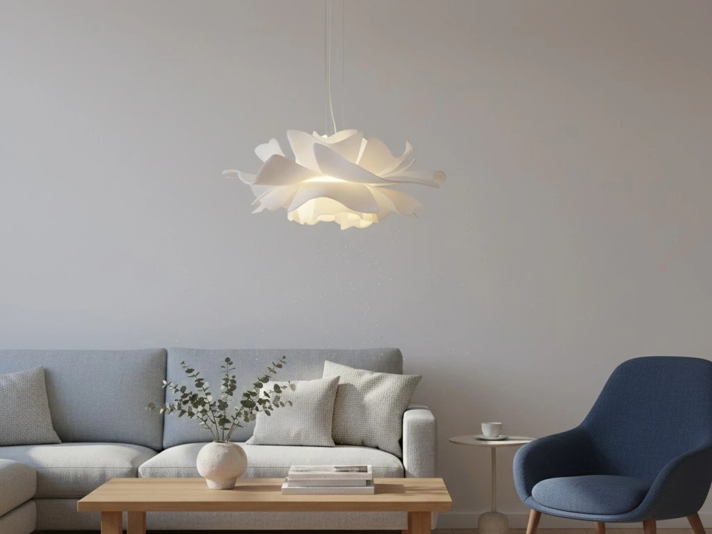 Nordic White Lotus Flower Pendant Light in woonkamer