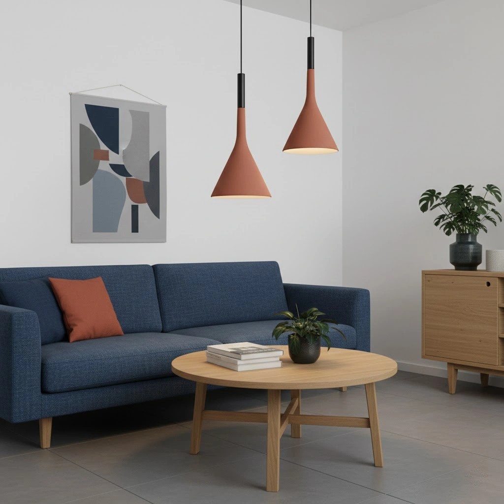 Zwarte Alphomo hanglamp in een slaapkamer