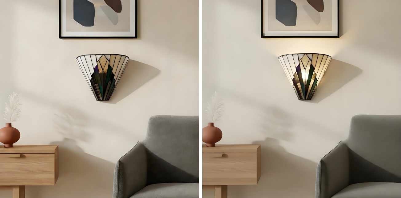Lichtschakelaareffect van de Astolyn wandlamp