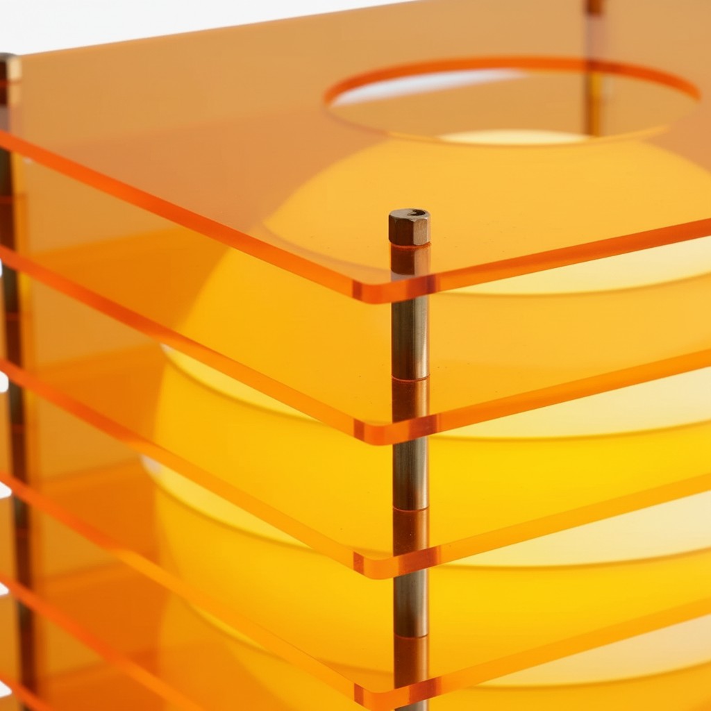 Oranje acryl detail van de Sunset Cube tafellamp