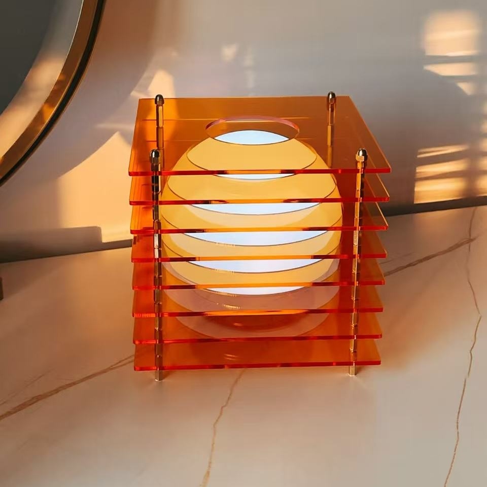 Fotorecensie met oranje Sunset Cube tafellamp