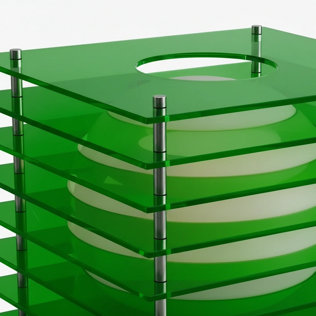 Groen acryl detail van de Sunset Cube tafellamp