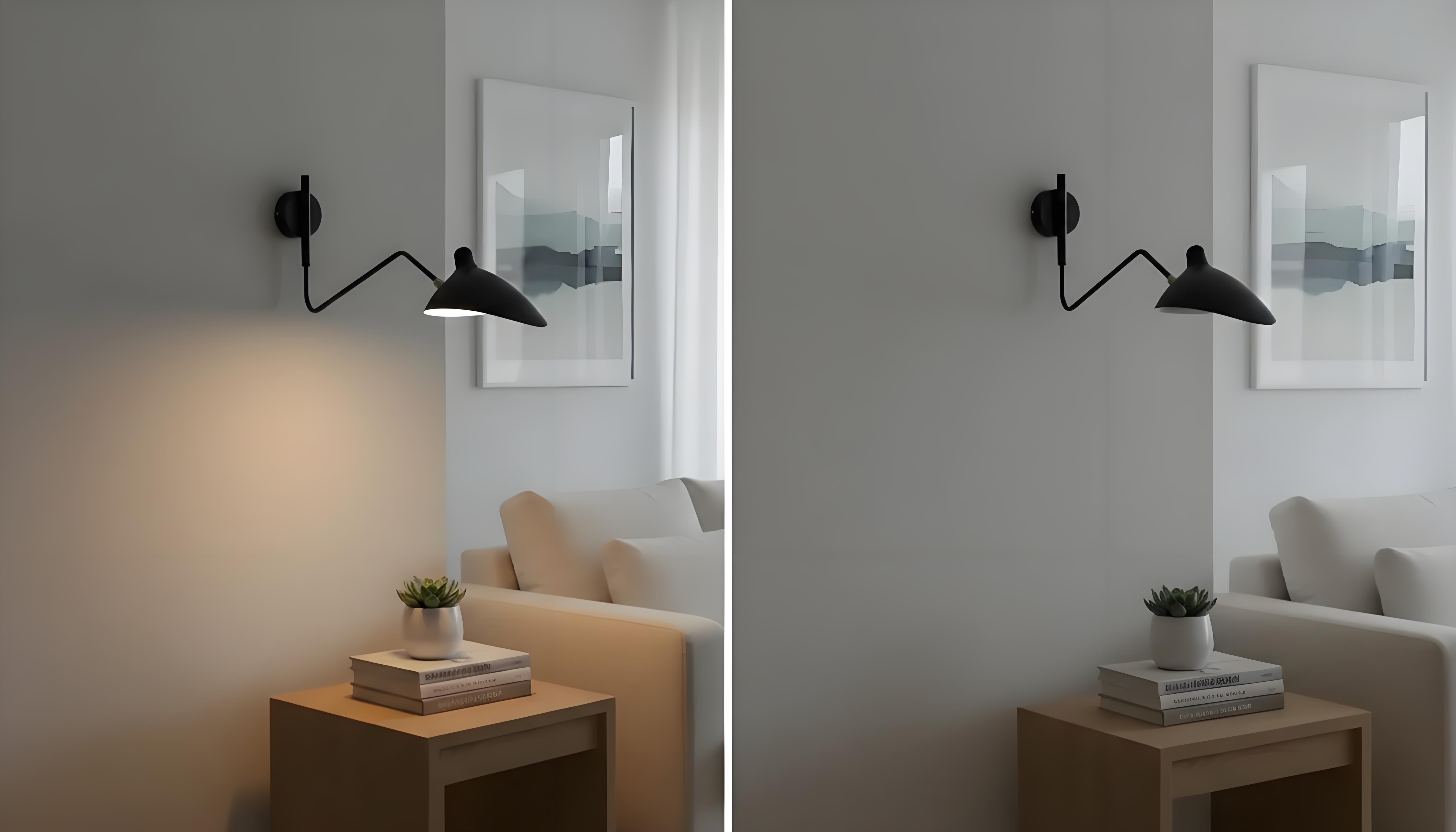 Lichtschakelaareffect met de wandlamp aan en uit