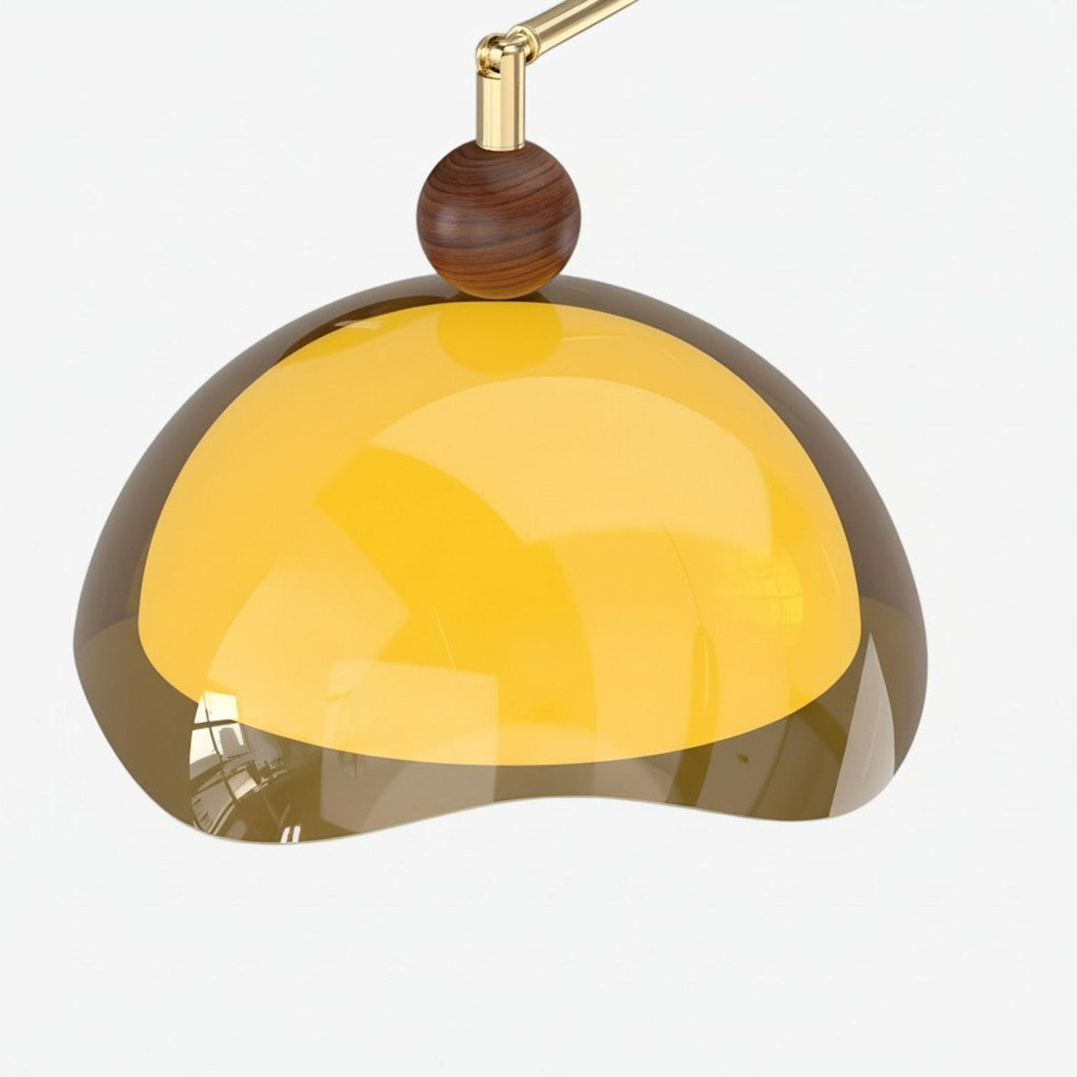 Détail van de gele ronde lampenkap