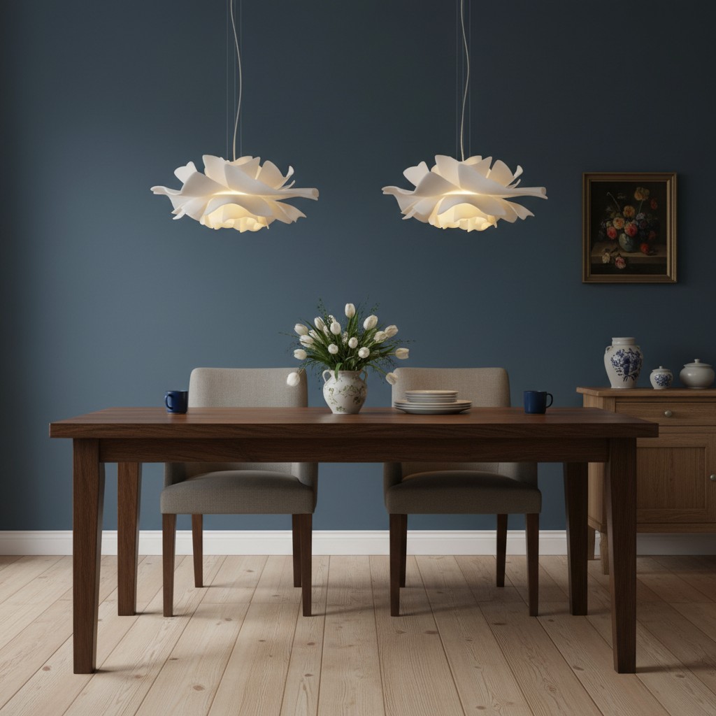 Lotus hanglamp in eetkamer