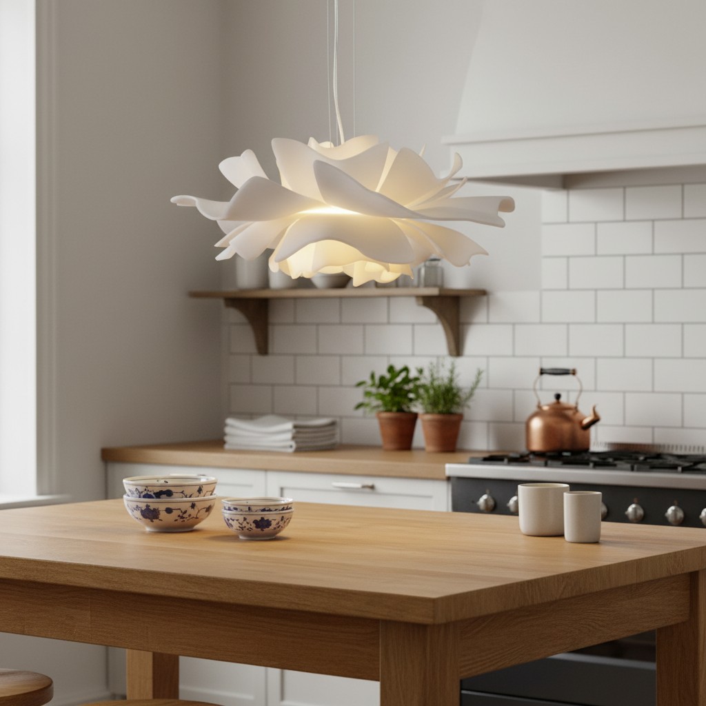 Lotus hanglamp in keuken