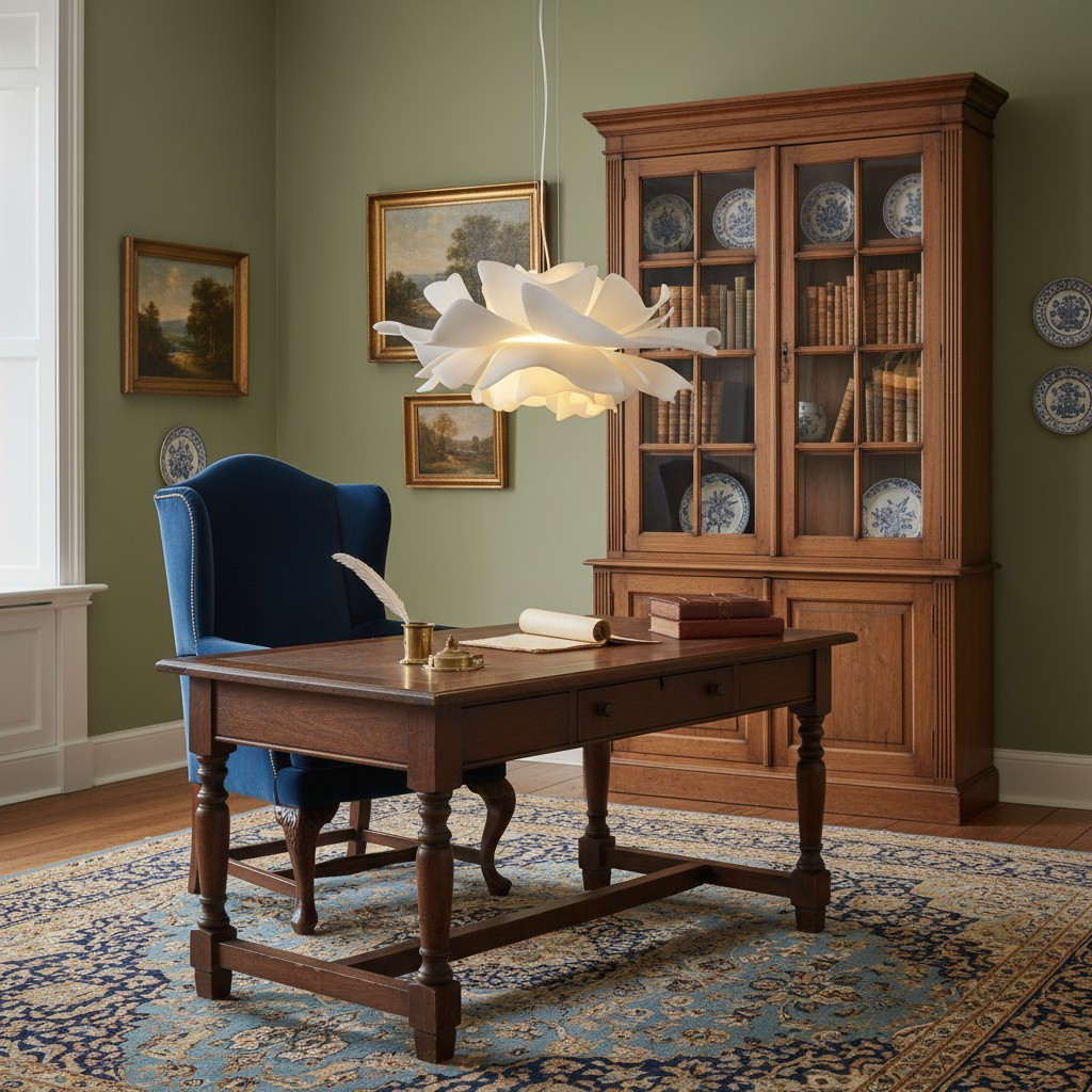 Lotus hanglamp in studeerkamer