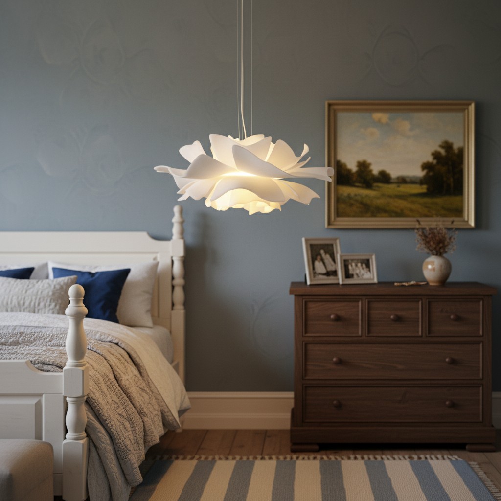 Lotus hanglamp in slaapkamer