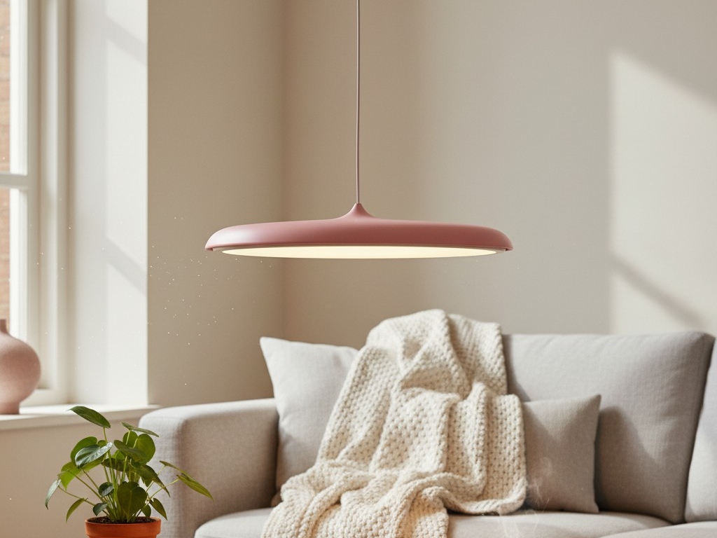 Roze Macaron hanglamp in woonkamer
