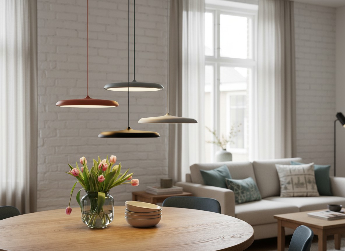 Combinatie van Macaron hanglampen in woonkamer