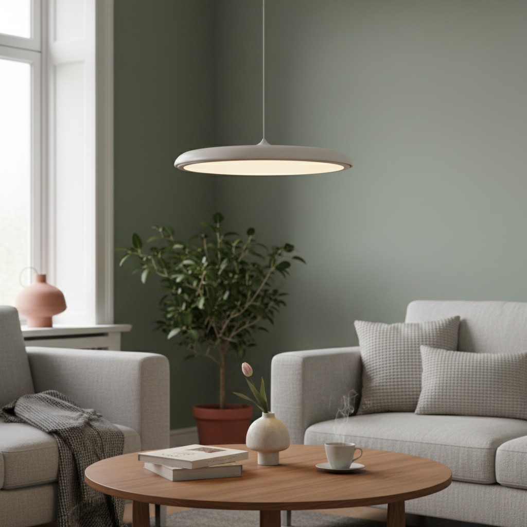 Witte Macaron hanglamp in zithoek