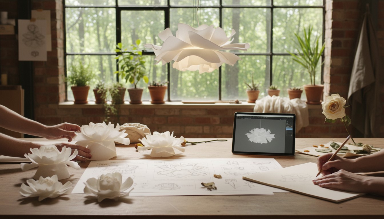 Ontwerpconcept van de lotus hanglamp