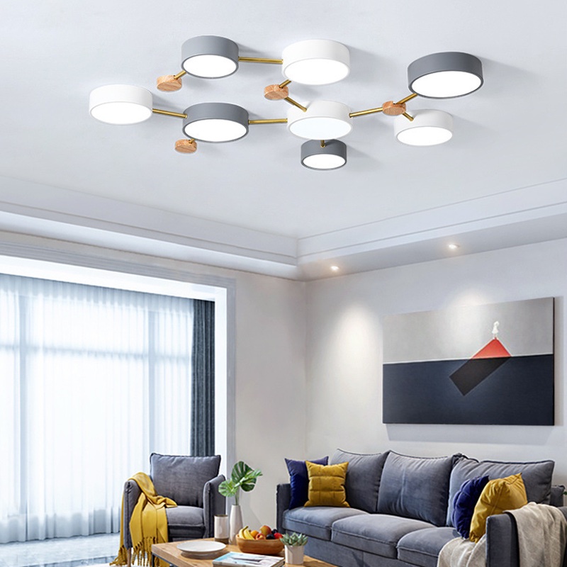 Sienna Modern LED Ceiling Light Acrylic Log Living Room Bedroom White Grey
