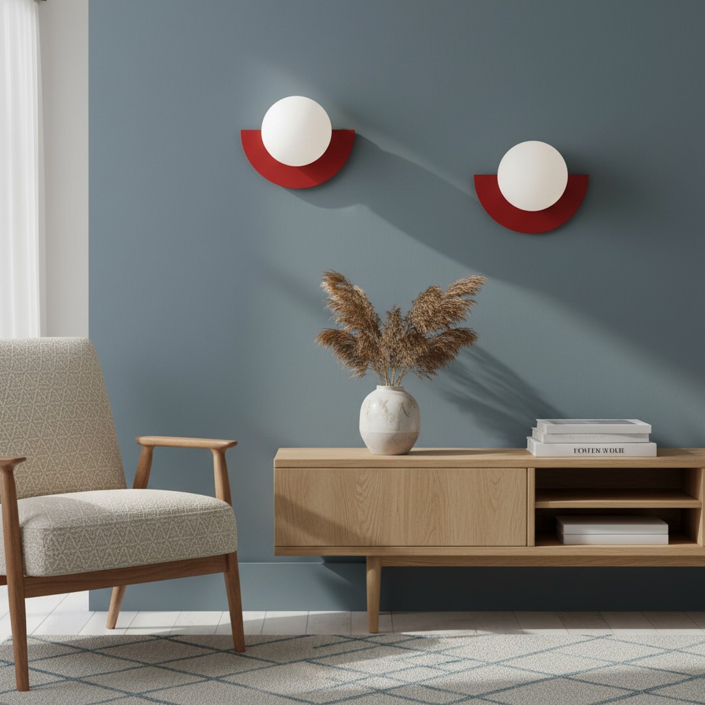 Macaron wandlamp in een woonkamer