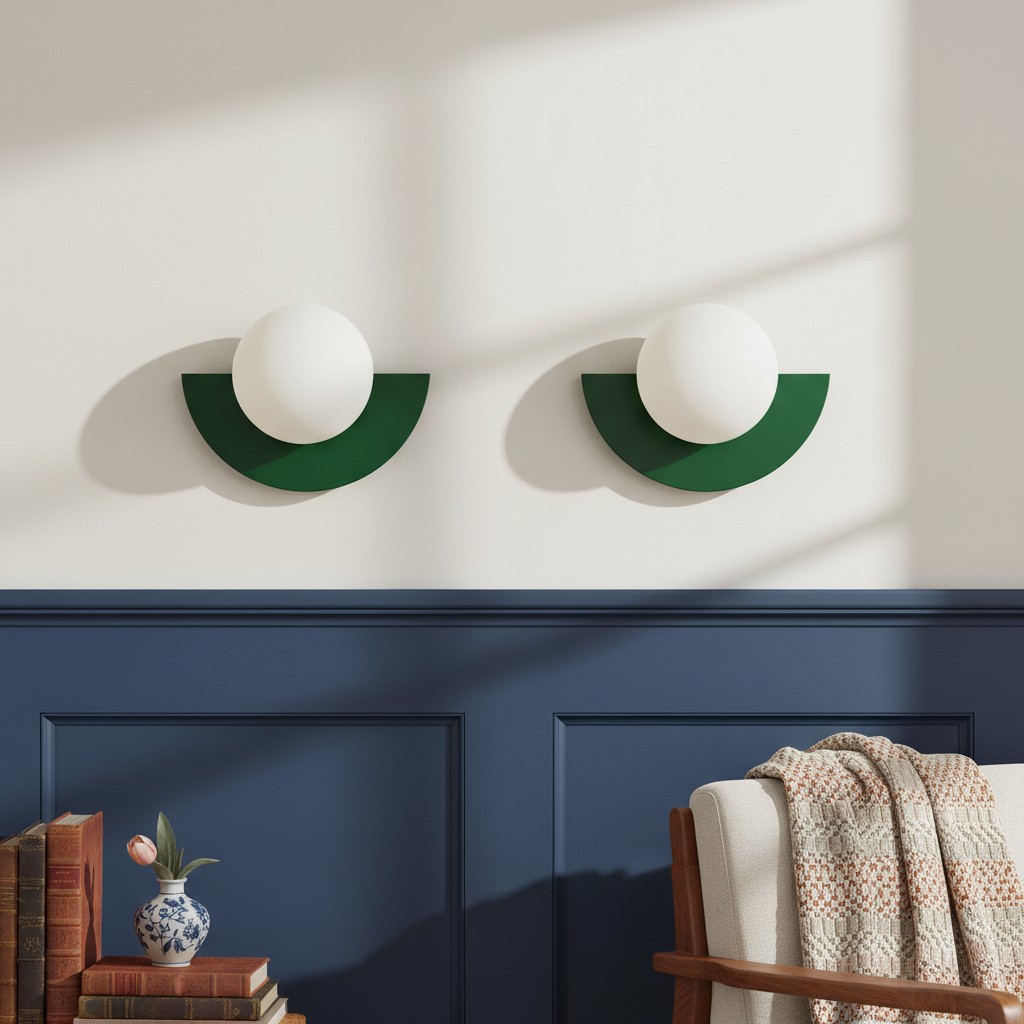 Macaron wandlamp boven een kast