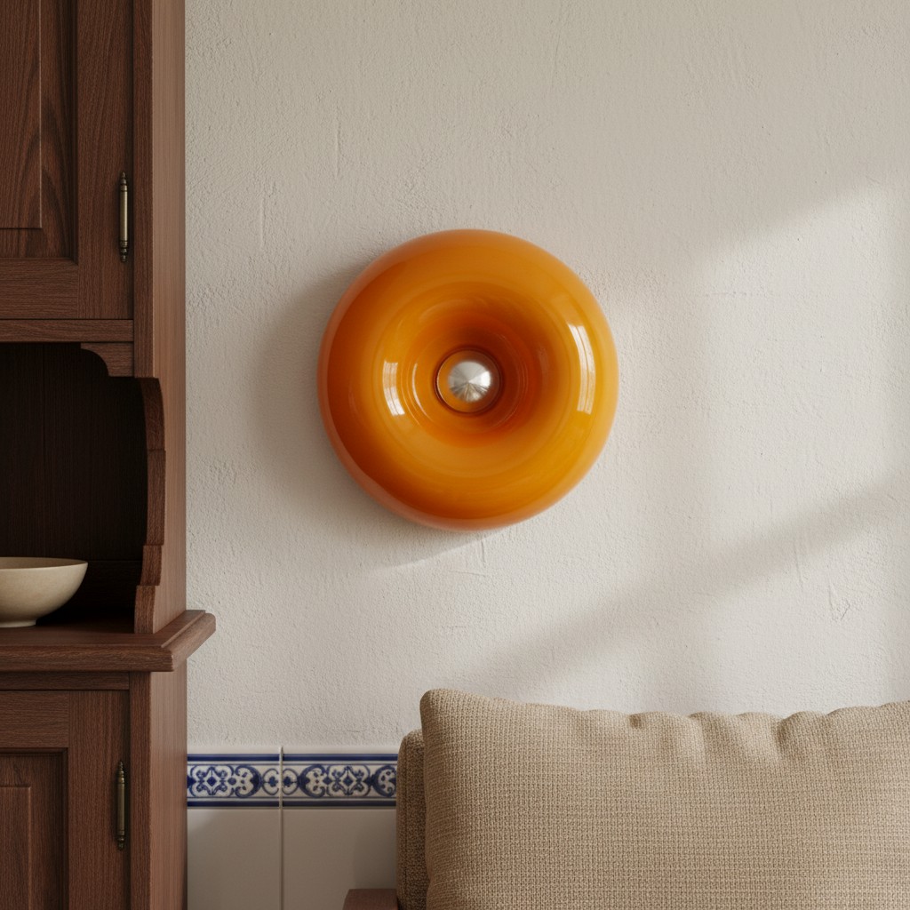 Oranje Halorentis wandlamp in een interieur