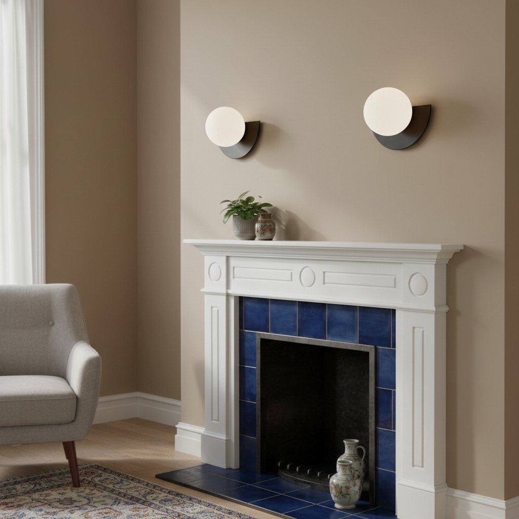 Macaron wandlamp bij een haard
