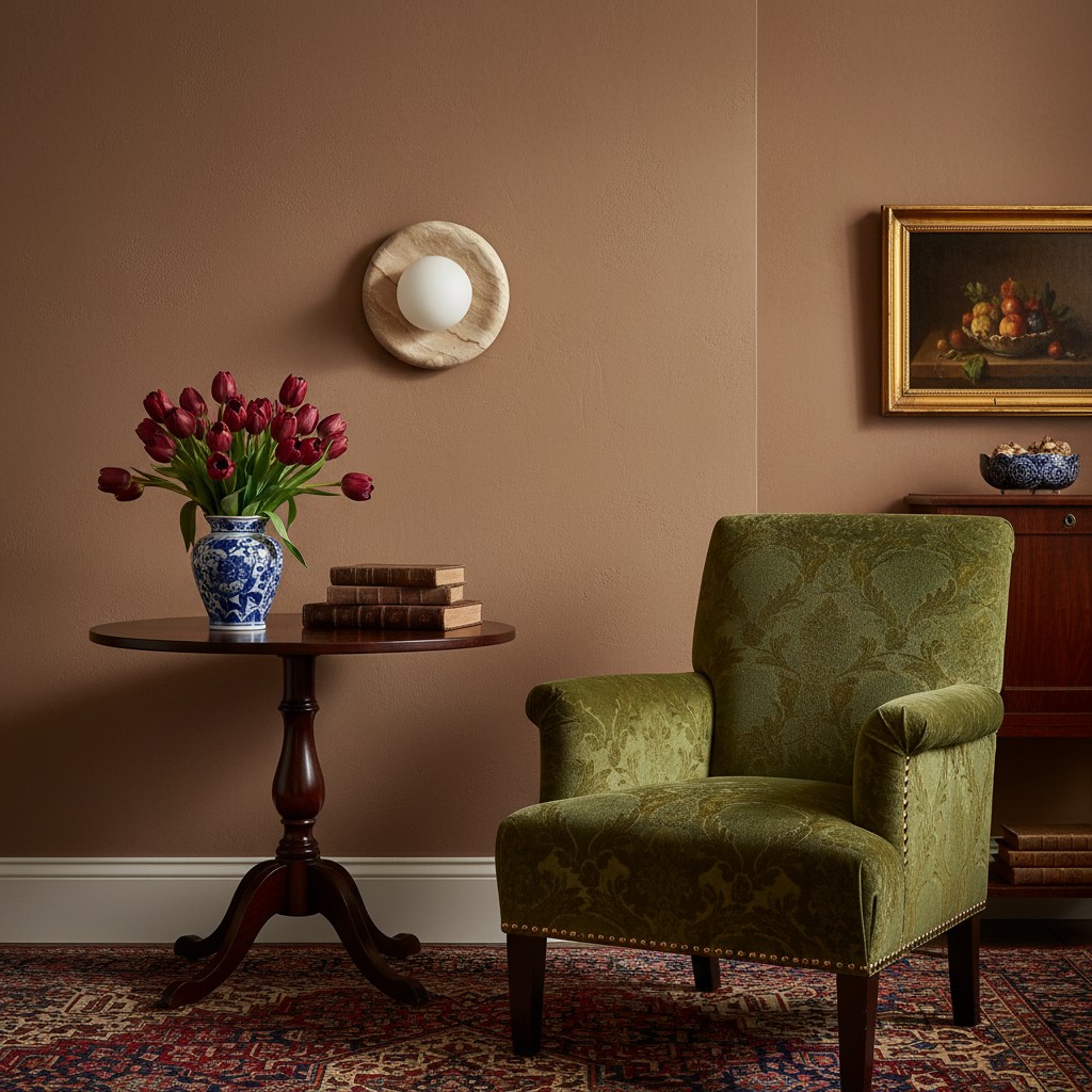 Oria wandlamp in een keukenstijl met houten kast