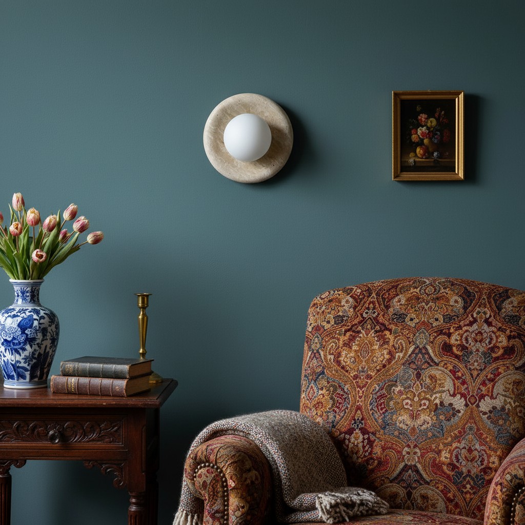 Oria wandlamp in een warme zithoek