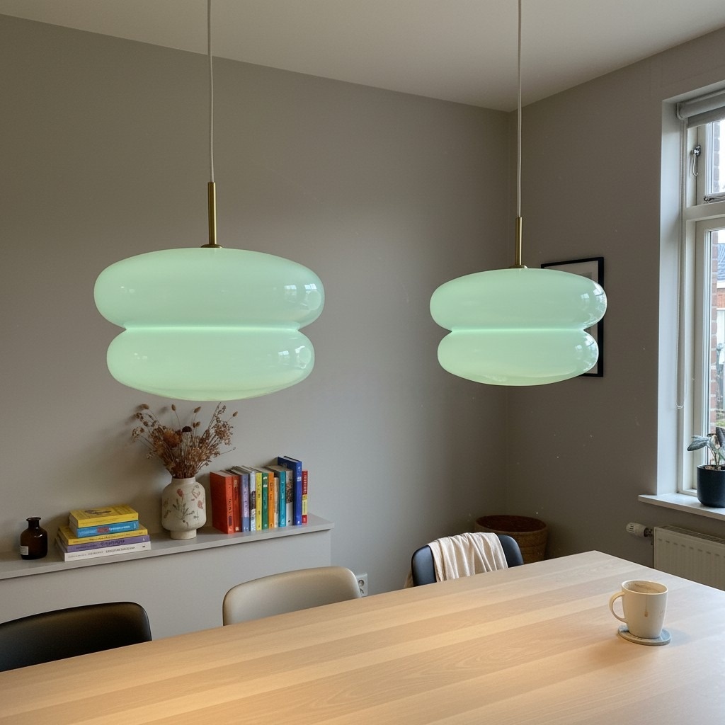 Fotorecensie van lichtblauwe hanglampen