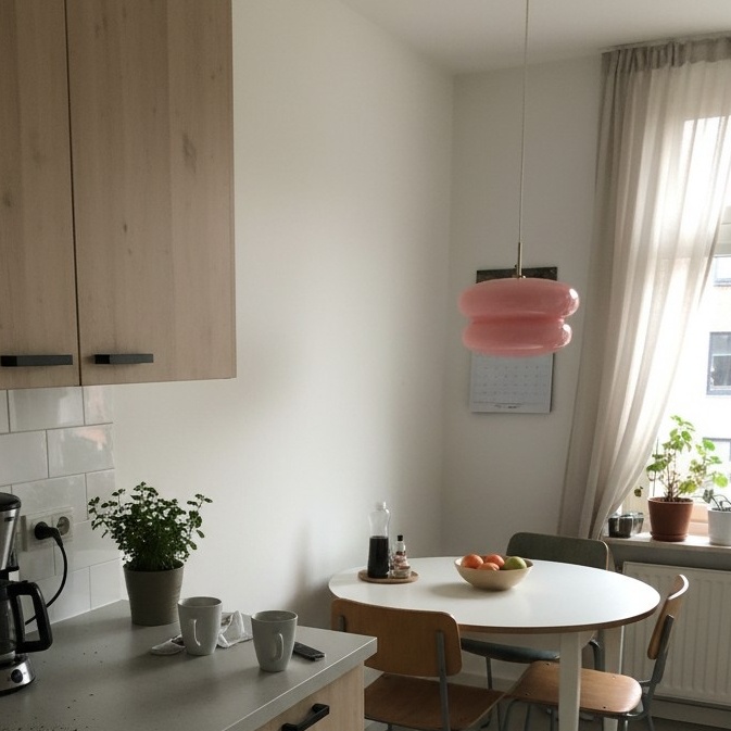 Fotorecensie van een roze hanglamp