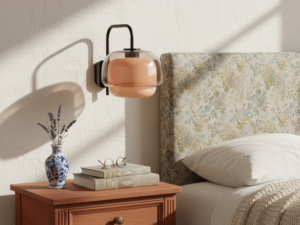 Clinco-wandlamp boven een nachtkastje