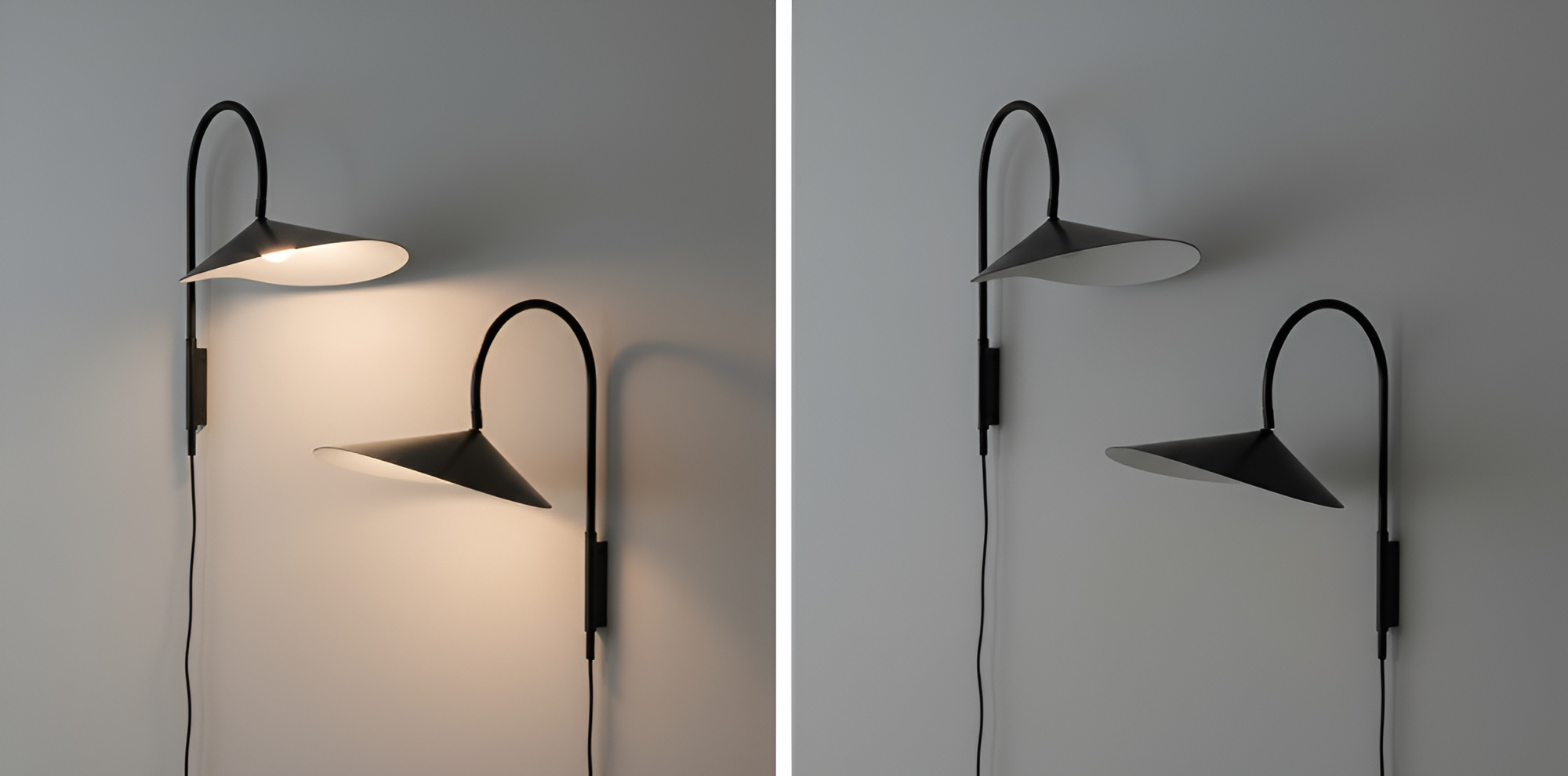 Swivora wandlamp aan en uit