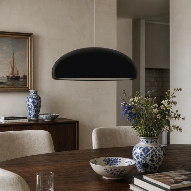 Zwarte Haelen hanglamp in eetkamer