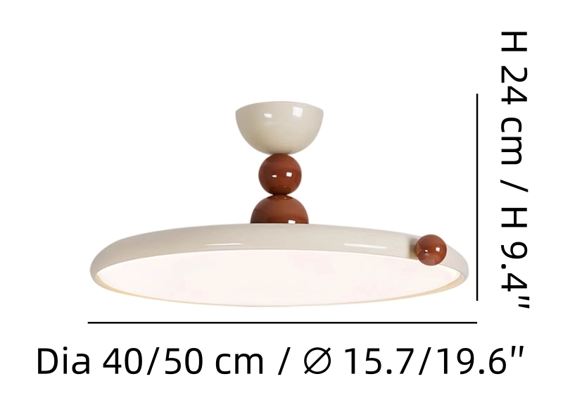 Afmetingen van de vintage schijf plafondlamp