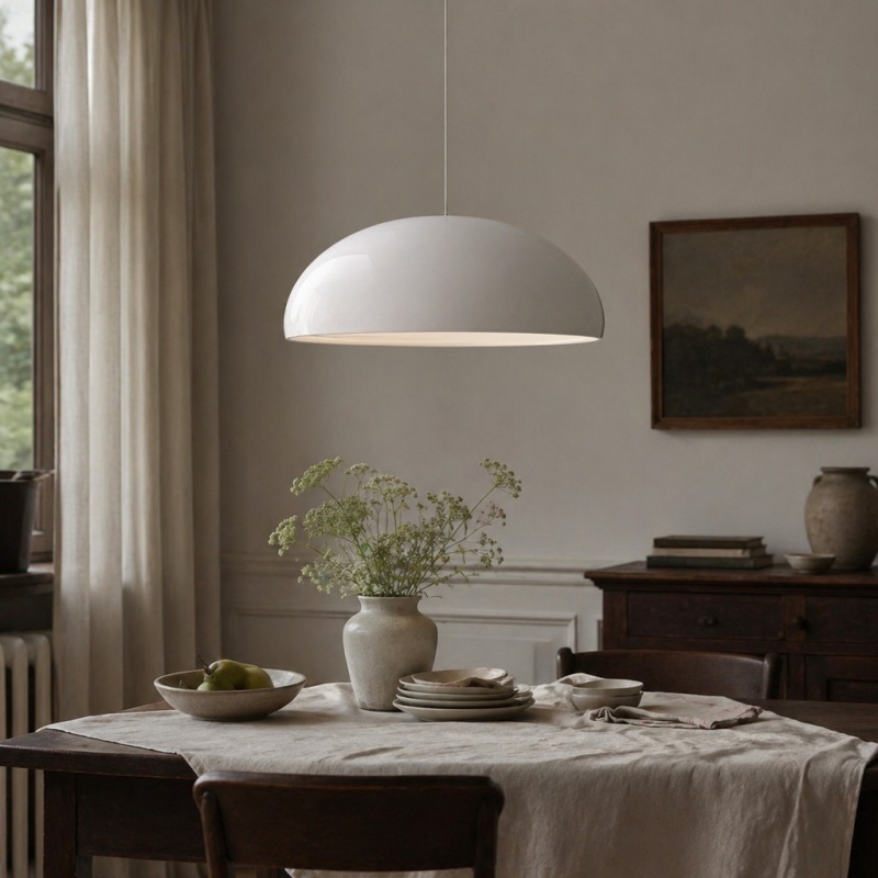 Witte Haelen hanglamp in eetkamer