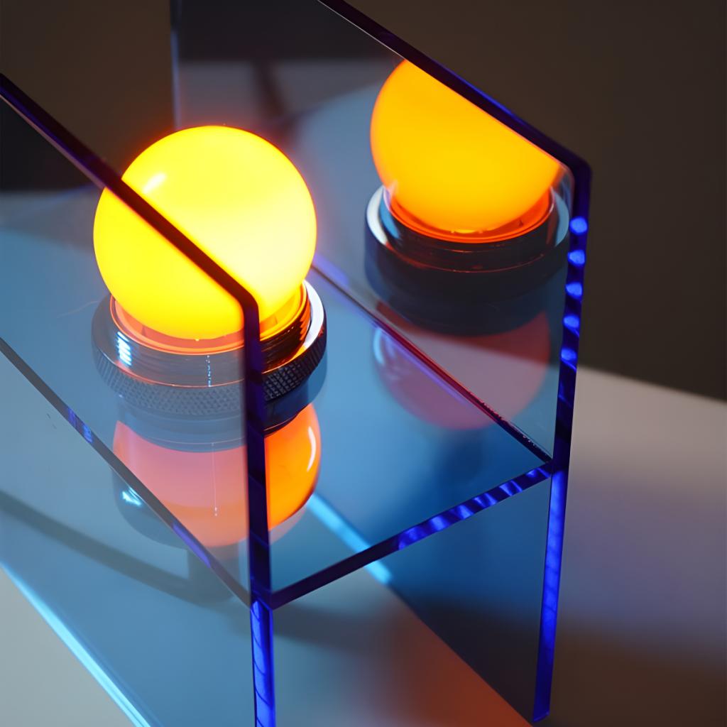 Acrylpanelen en lichtreflectie van de tafellamp