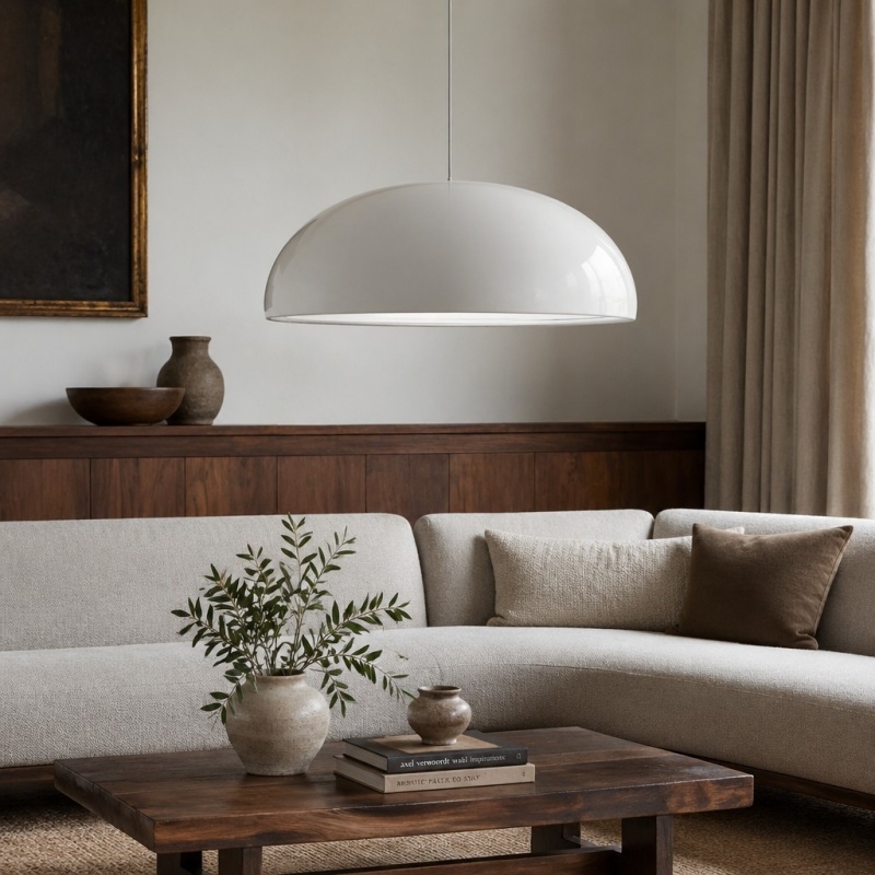 Witte Haelen hanglamp boven zithoek