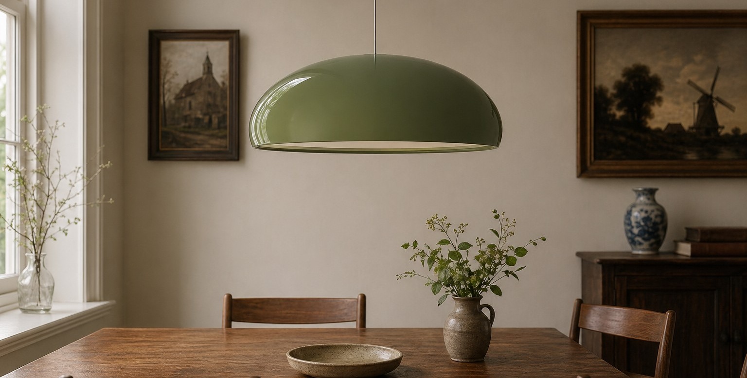 Haelen Colorful Bowl Pendant Light in een eetkamer