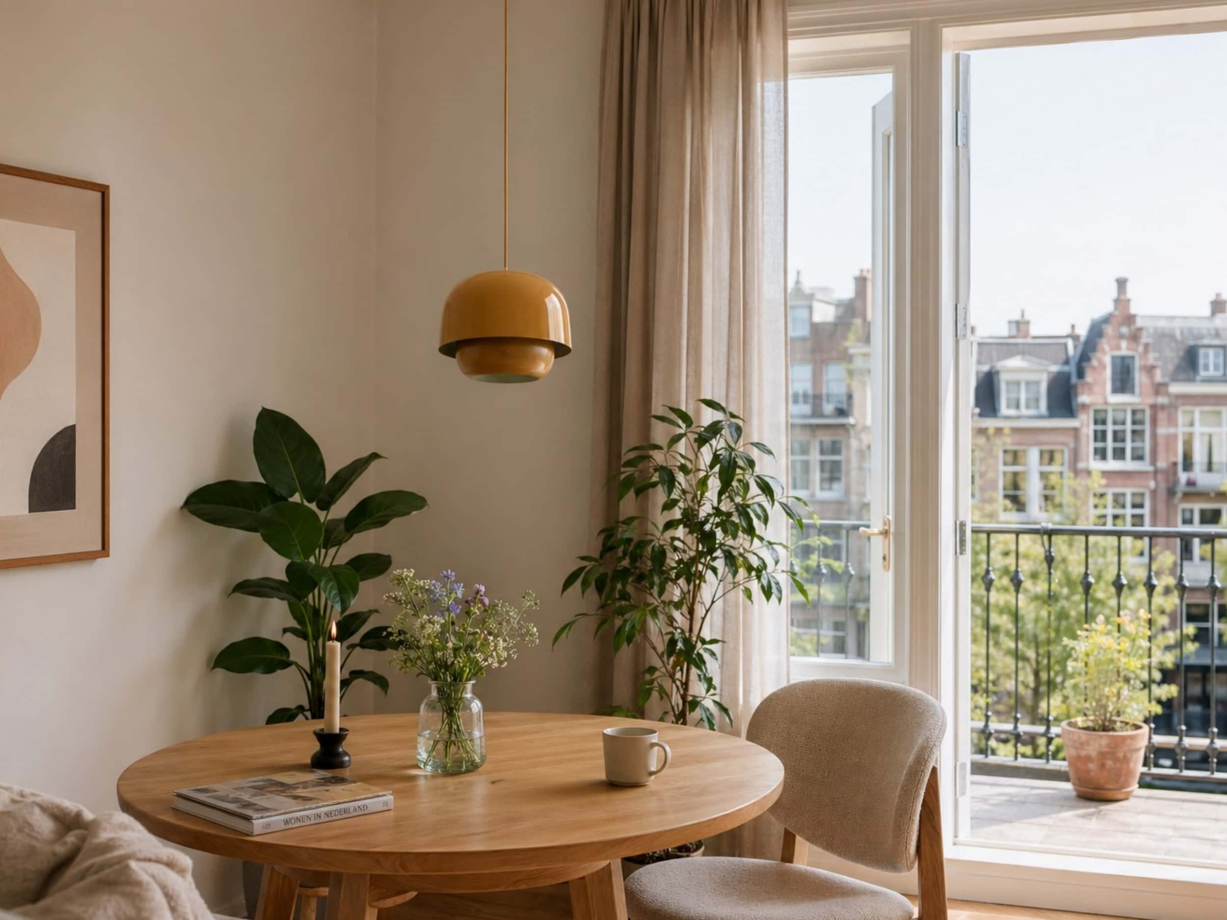 Bronzen Clinco hanglamp bij een raam