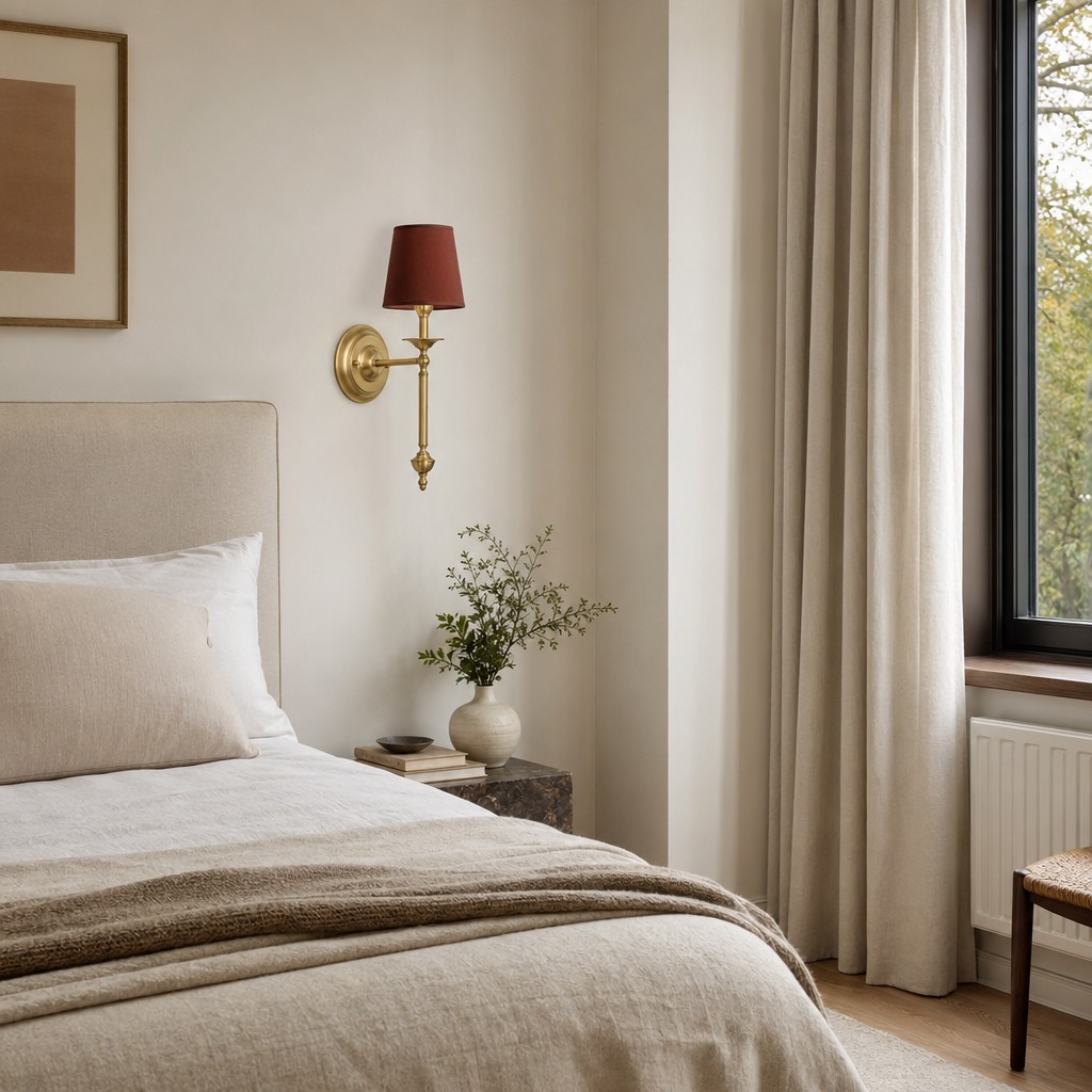 Arcuma wandlamp in slaapkamer