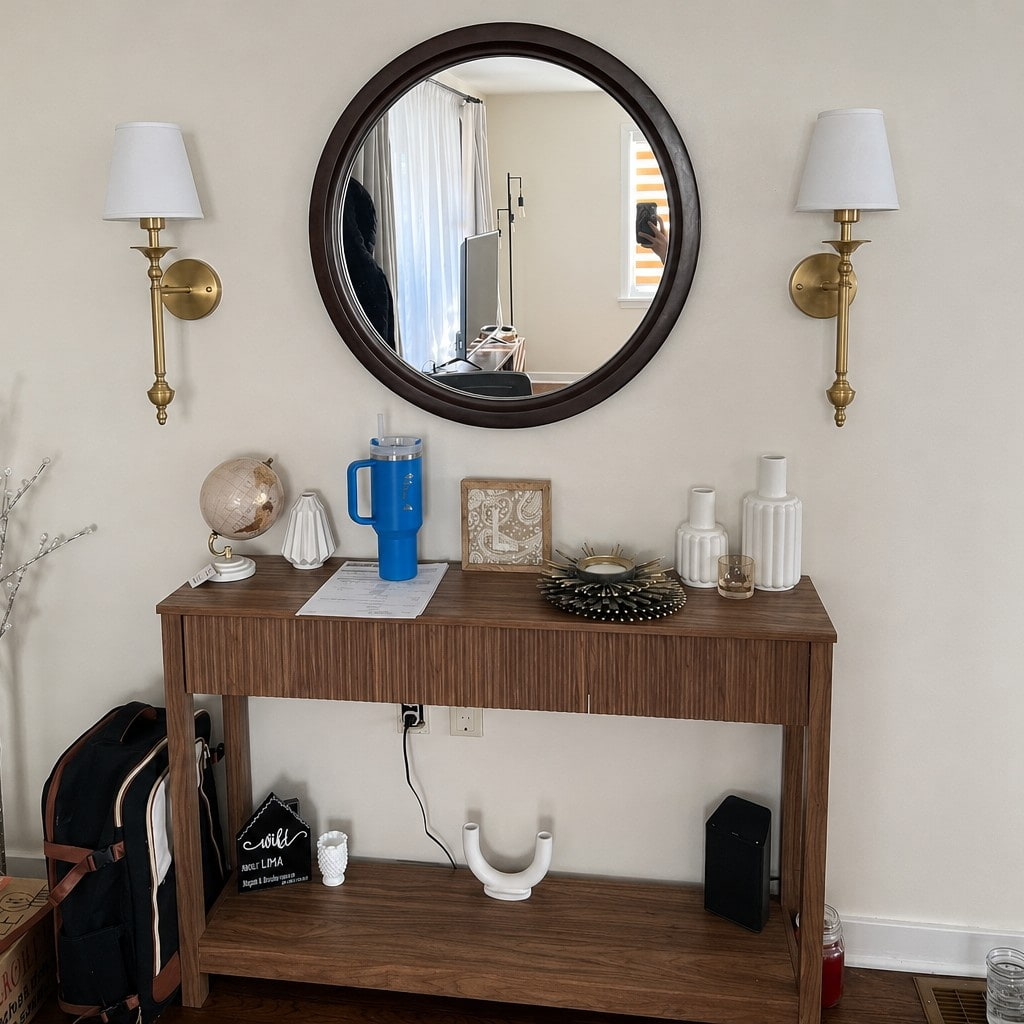 Fotorecensie Arcuma wandlamp bij spiegel