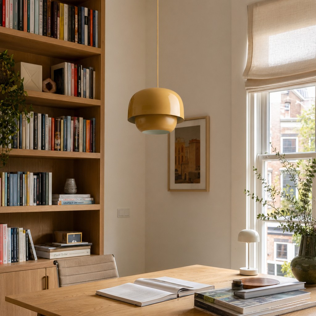 Bronzen Clinco hanglamp in een studieruimte