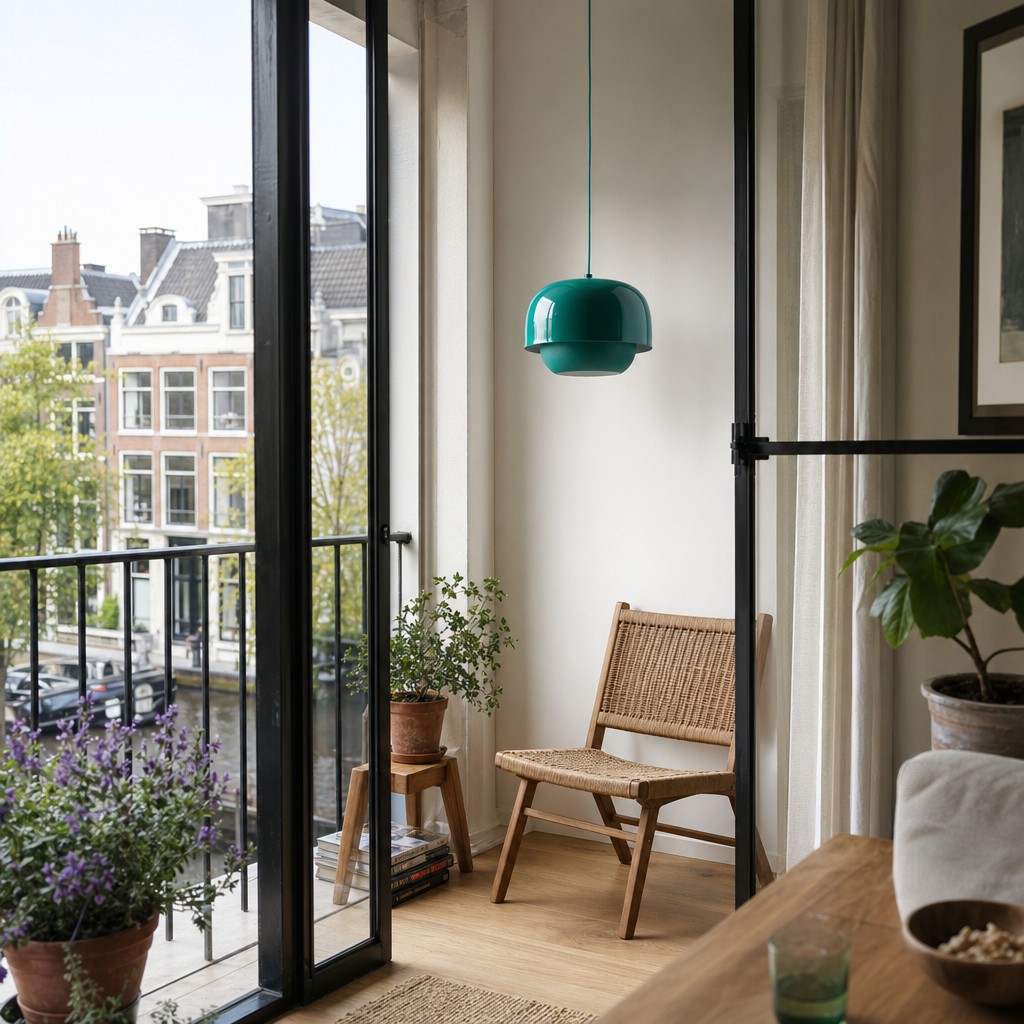Groene Clinco hanglamp bij een balkon