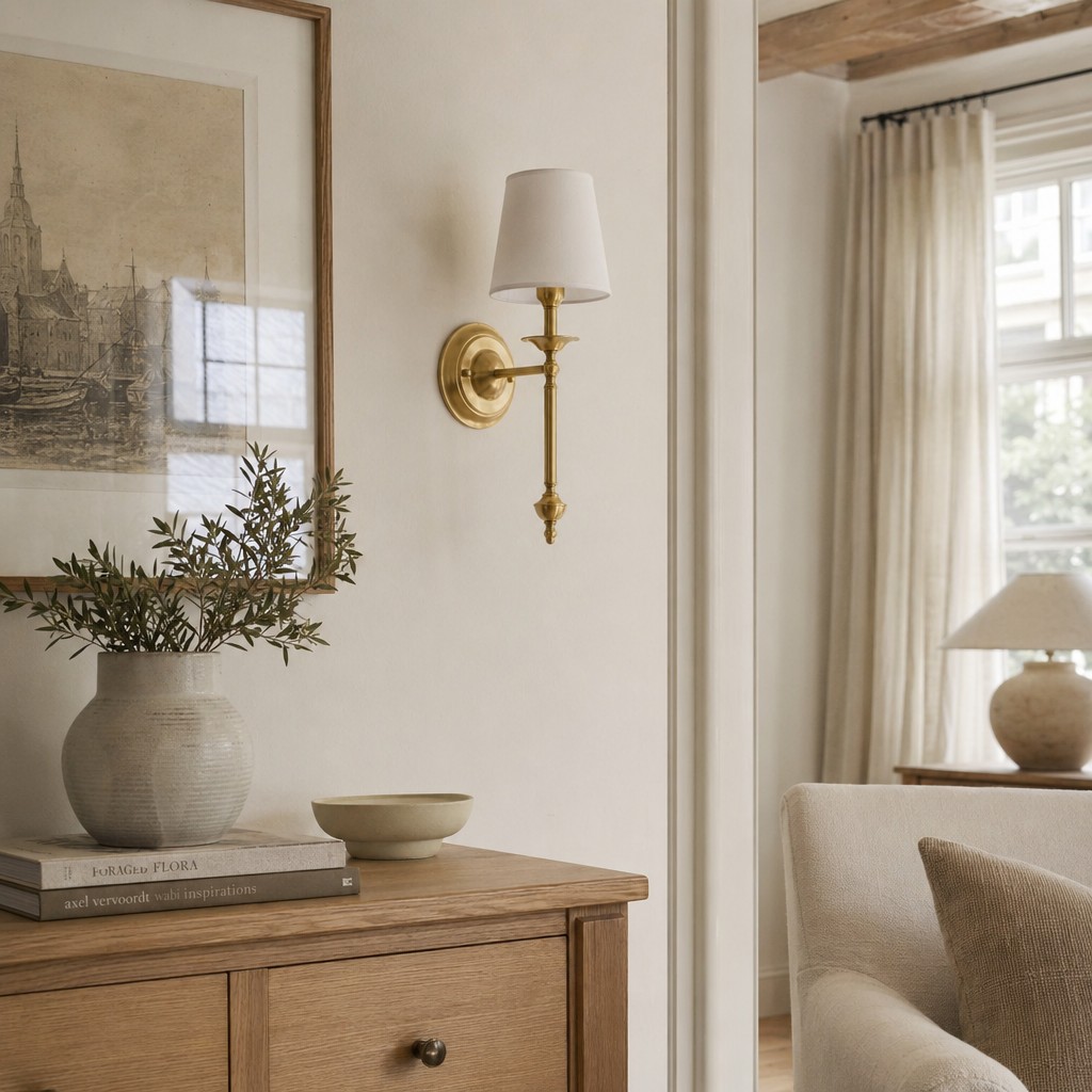 Arcuma wandlamp in woonkamer