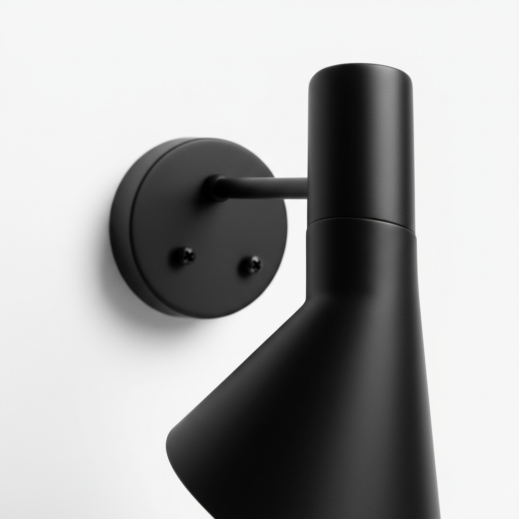 Zijaanzicht van zwarte Alojorin wandlamp