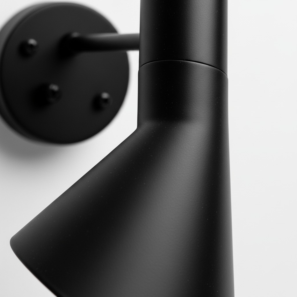 Close-up van zwarte Alojorin wandlamp