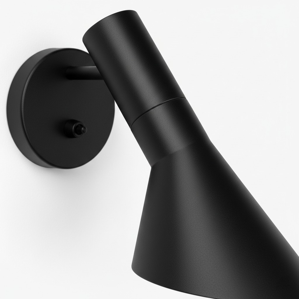 Detail van zwarte Alojorin wandlamp