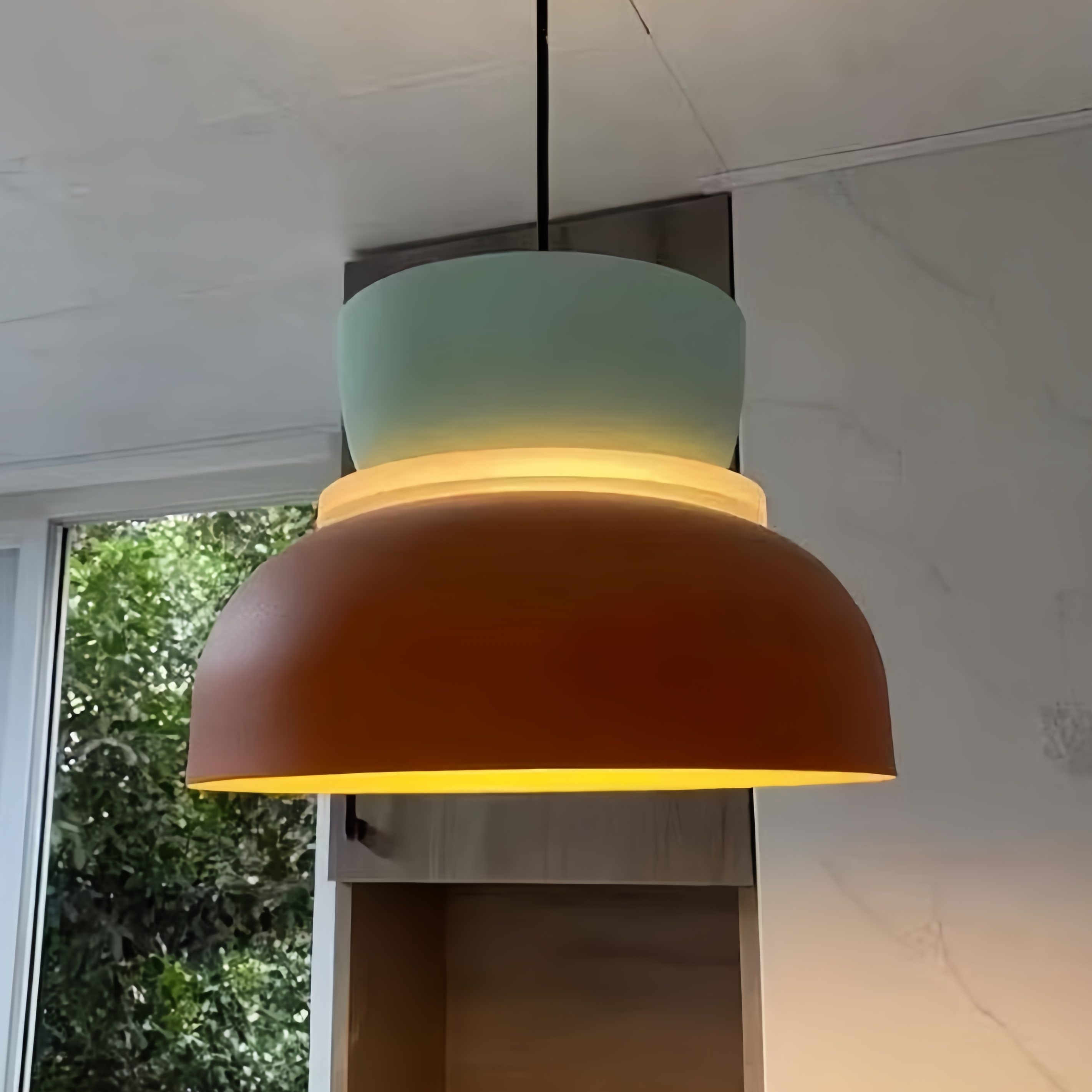 Fotorecensie van grote rode en mint Macri hanglamp