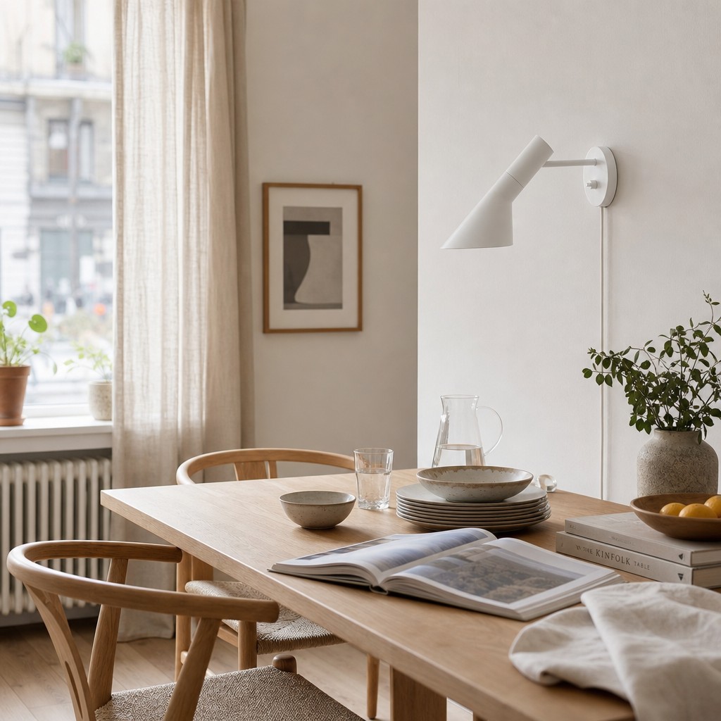 Alojorin wandlamp bij eettafel