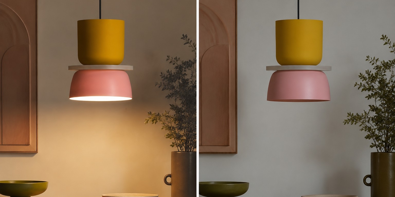 Macri lamp met licht aan en uit